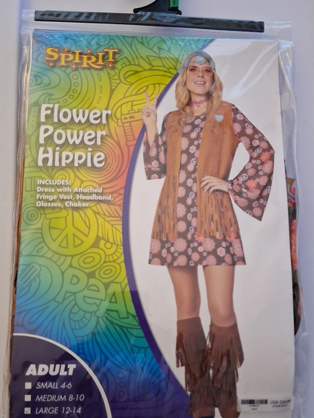 Spirit Flower Power Hippie Costume – Brown, Pink